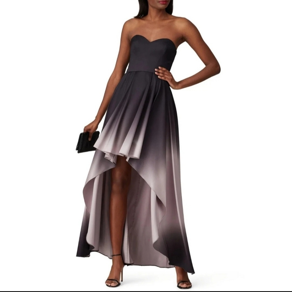 BADGLEY MISCHKA Black Ombre High Low Dress Gown size 10